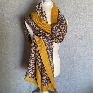 Womens Classic Scarf Animal Print Long Brown Tan Yellow Neck Warmer Wint…